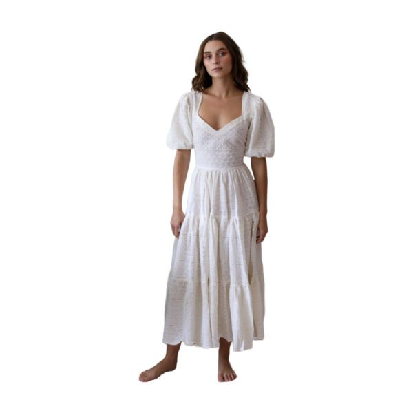 Mille Maja Dress in Pearl Eyelet