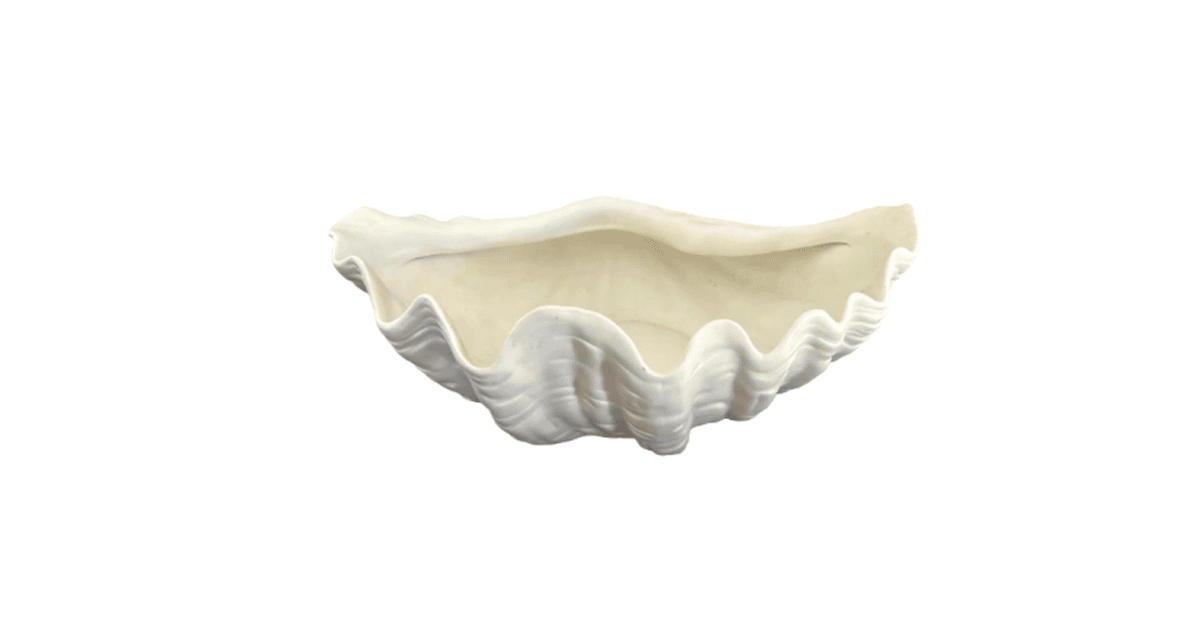 White Cast Clam Planter from Etsy