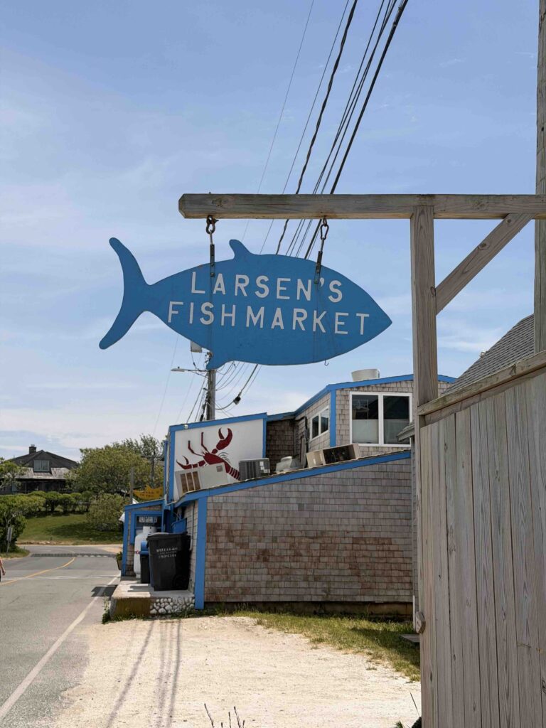 larsen's fish market sign in martha's vineyard