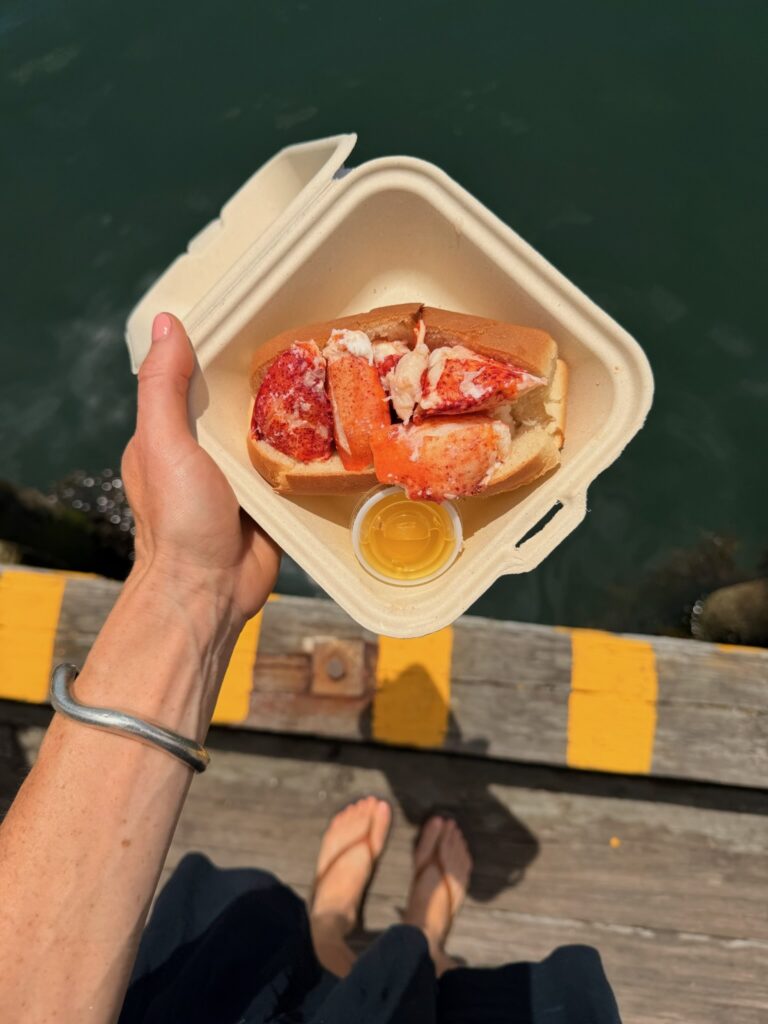 martha's vineyard lobster roll in a to-go box