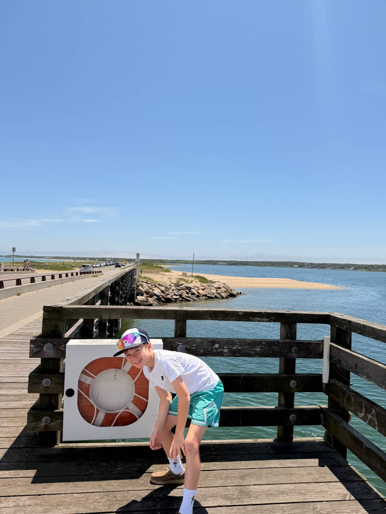 posing on top of the jaws bridge in martha's vineyard