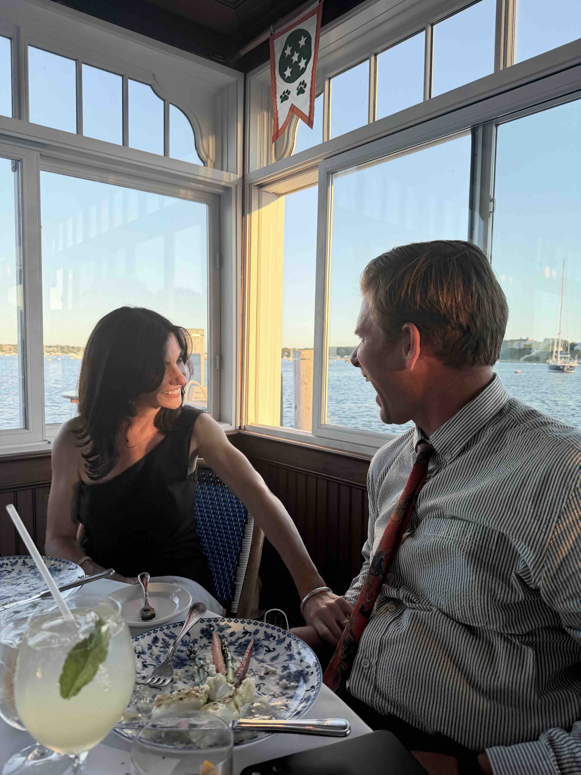 date date in martha's vineyard at a restaurant next to the water